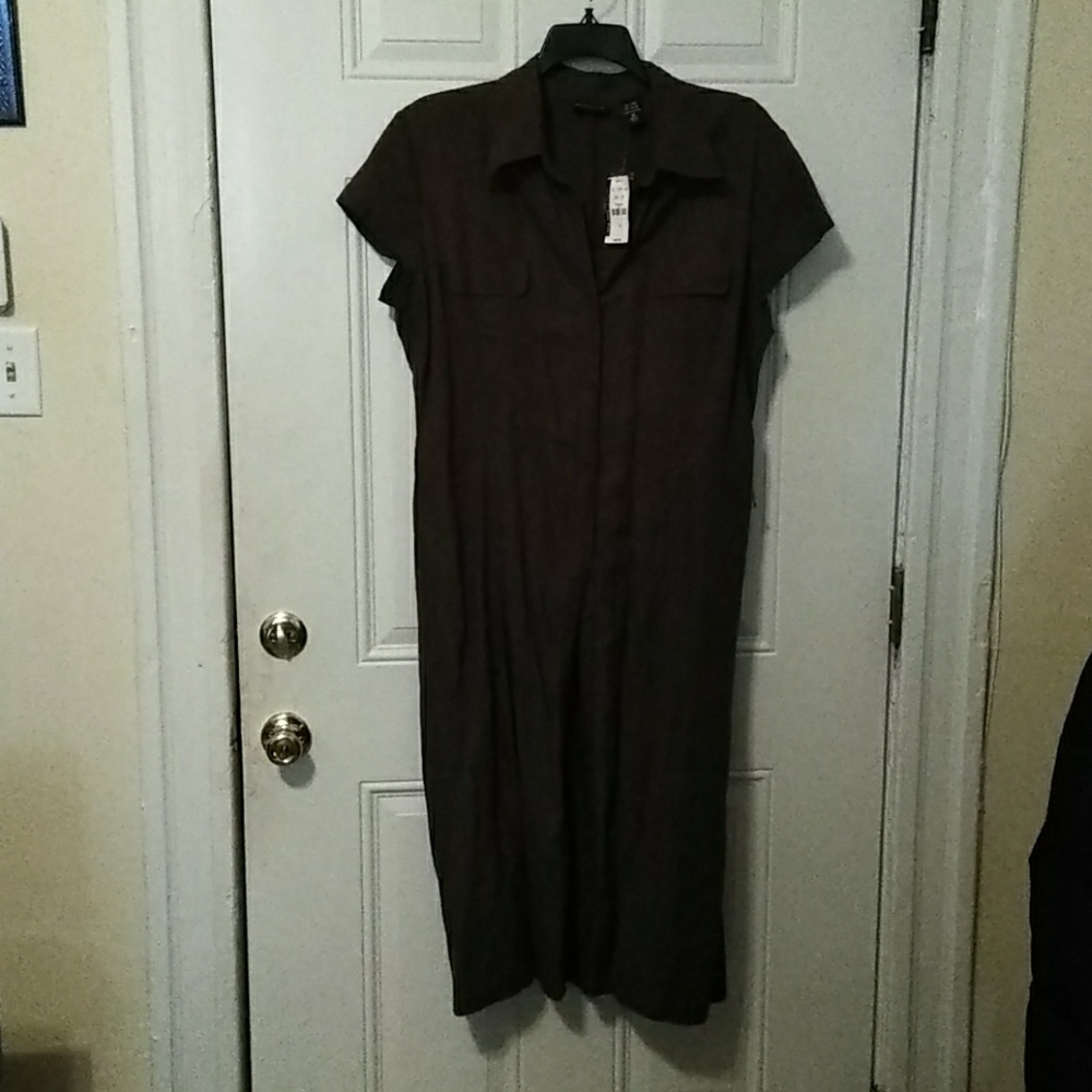 Brown button front dress